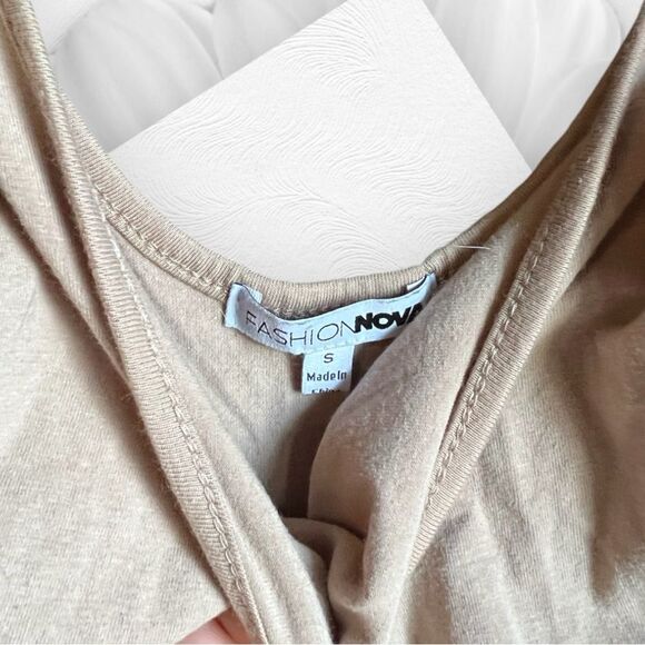 💝 Pre Owned Fashion Nova Bodycon Midi Dress - color Taupe - Small - Picture 5 of 6